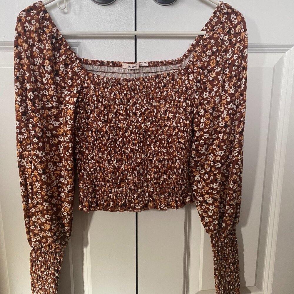 Women's Smocked Long Sleeve Floral Blouse